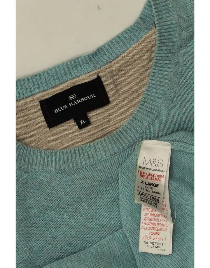 Marks & Spencer Herre Blue Harbor trøjetrøje med rund hals XL blå bomuld