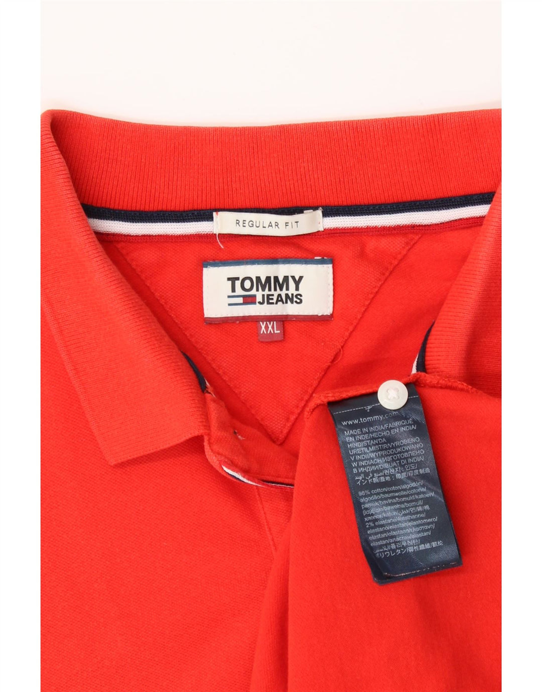 TOMMY HILFIGER Mens Regular Fit Polo Shirt 2XL Red Cotton