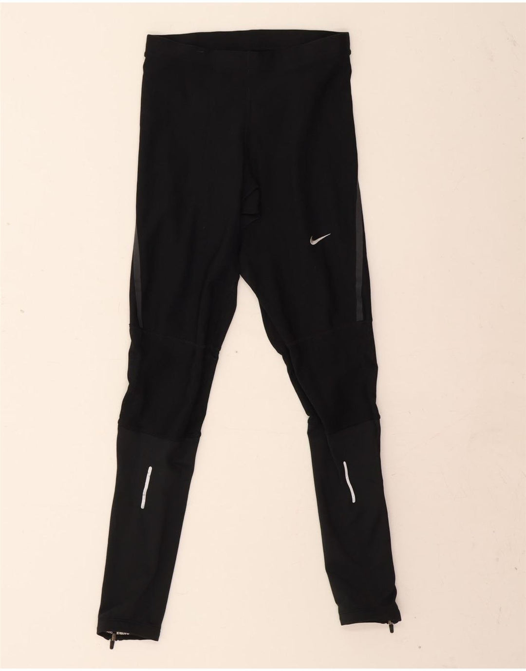 Nike Dame Dri Fit Leggings UK 12 Medium Sort Polyester