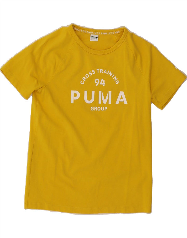 PUMA Boys Graphic T-Shirt Top 10-11 Years Medium Yellow Cotton Vintage Puma and Second-Hand Puma from Messina Hembry 