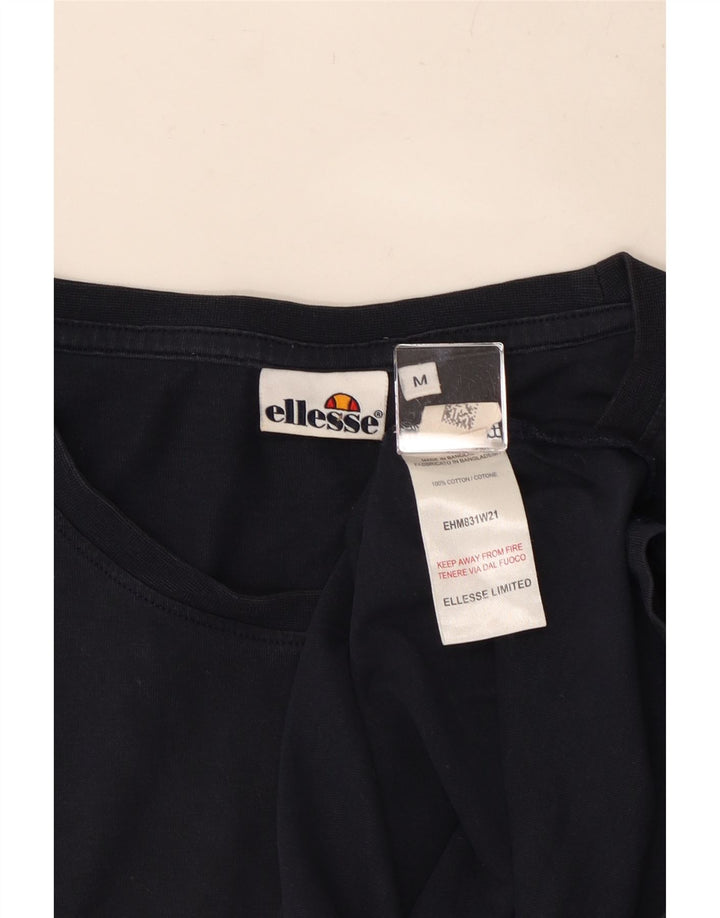 ELLESSE Herre T-Shirt Top Medium Marineblå Colourblock Bomuld