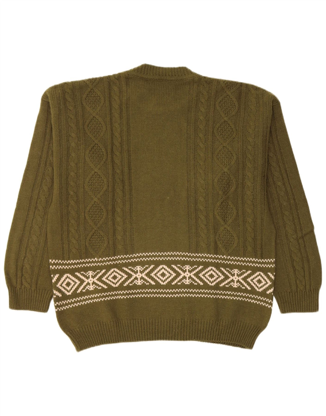 Citron Herre Crew Neck Jumper Sweater XL Khaki Fair Isle Wool