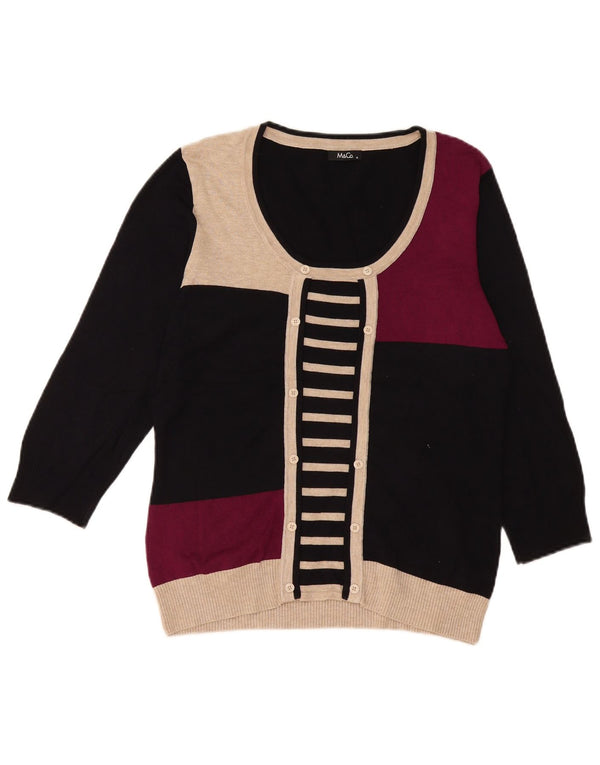 M&Co Dame Boat Neck Jumper Sweater UK 14 Medium Black Colourblock