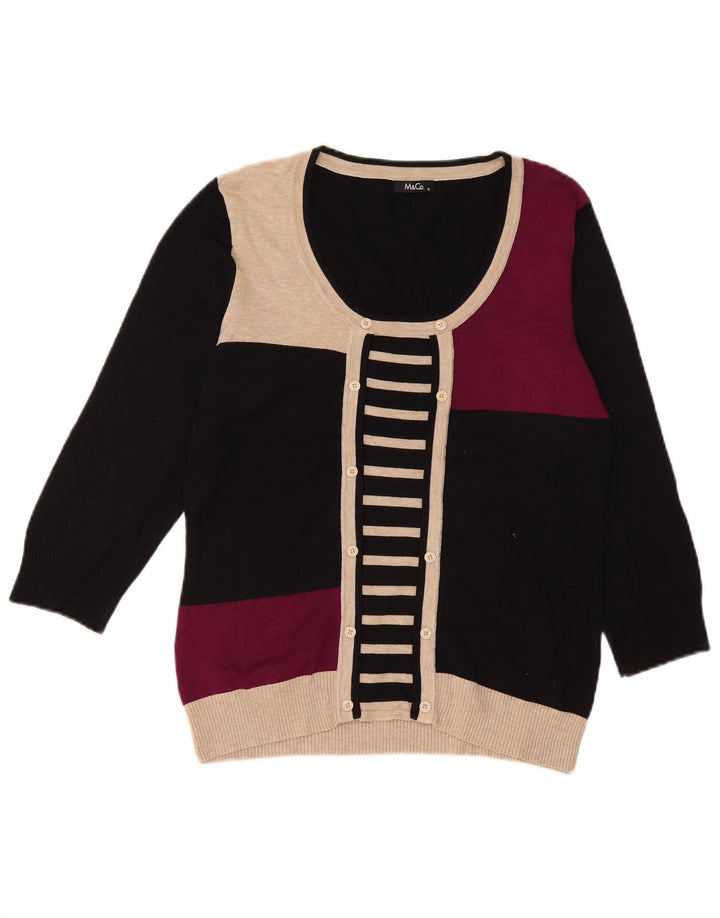 M&Co Dame Boat Neck Jumper Sweater UK 14 Medium Black Colourblock