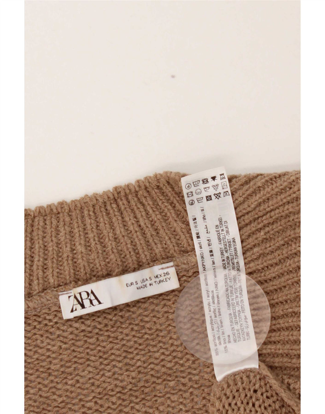 Zara Dame Oversized Vest Tank Top UK 10 Lille Brun Akryl