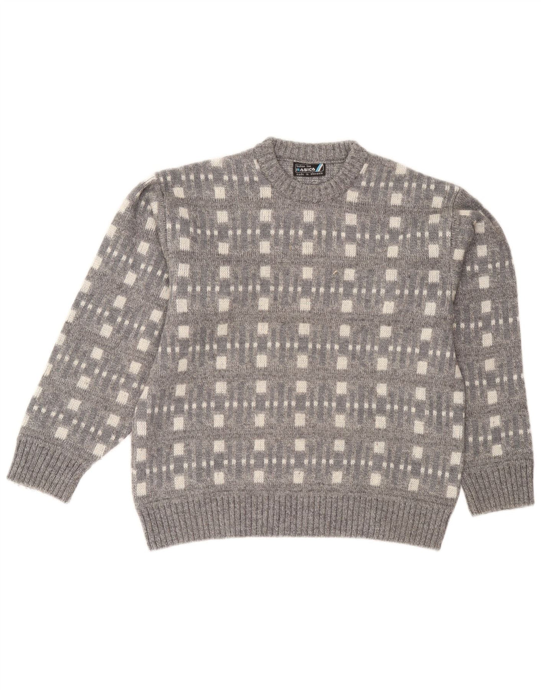 Rasica Herre Crew Neck Jumper Sweater Stor Grå Geometrisk
