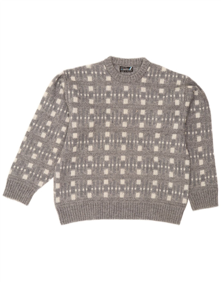 Rasica Herre Crew Neck Jumper Sweater Stor Grå Geometrisk