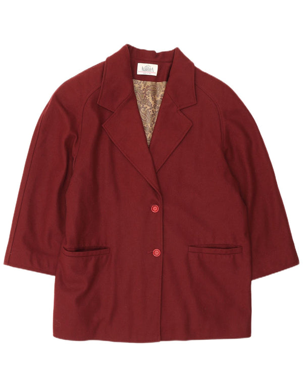 Vintage dameoversize 3/4-ærmet blazerjakke IT 49 XL Burgundy