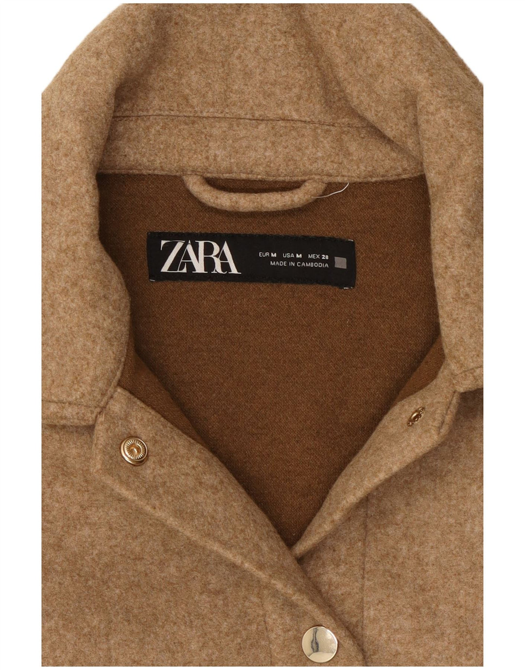 Zara Lumberjack Flanel Shirt UK 14 Medium Beige Polyester