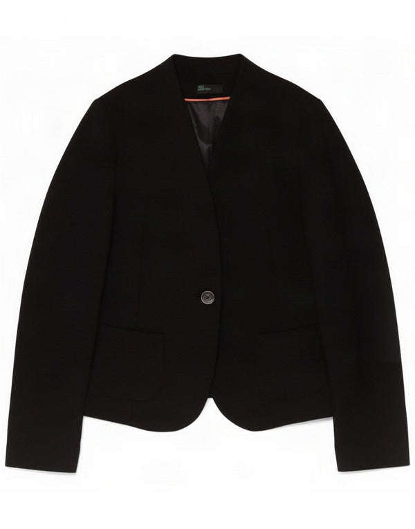Benetton Dame 1 Knap Blazer Jacket IT 42 Medium Sort Polyester
