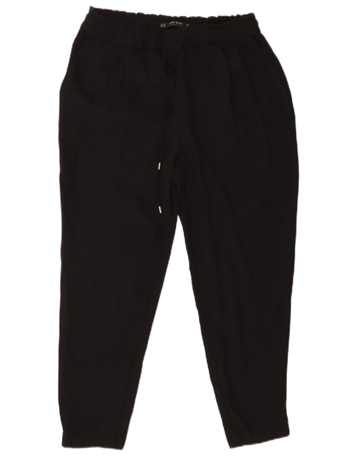 Zara Womens Pegged Cropped Trousers XS W24 L23 Sort polyester