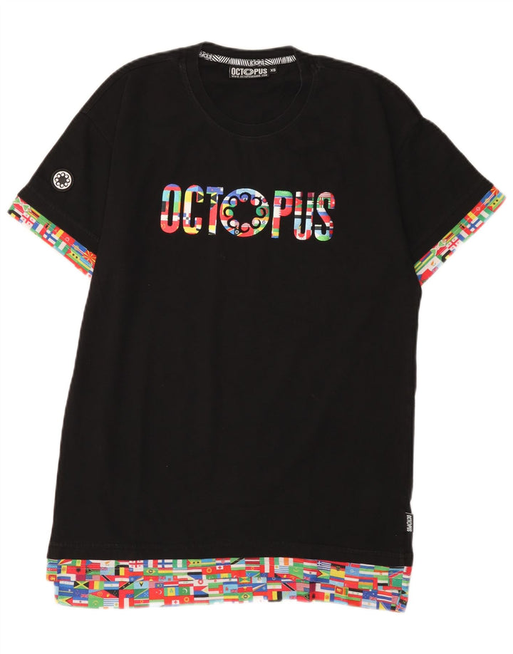 Octopus Herre Grafisk T-Shirt Top XS Sort Geometrisk