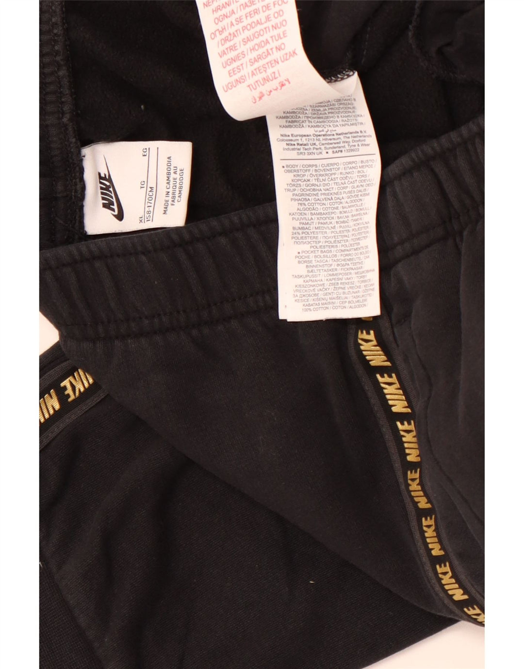 NIKE piger grafisk træningsdragt bukser jogger 13-14 år XL sort bomuld