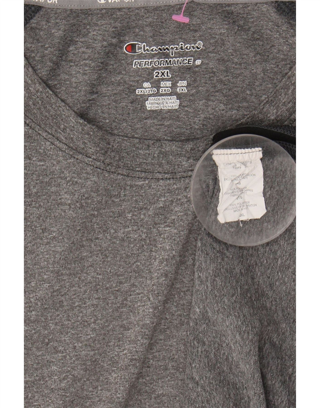 CHAMPION Mens Performance T-Shirt Top 2XL Grey Colourblock Polyester