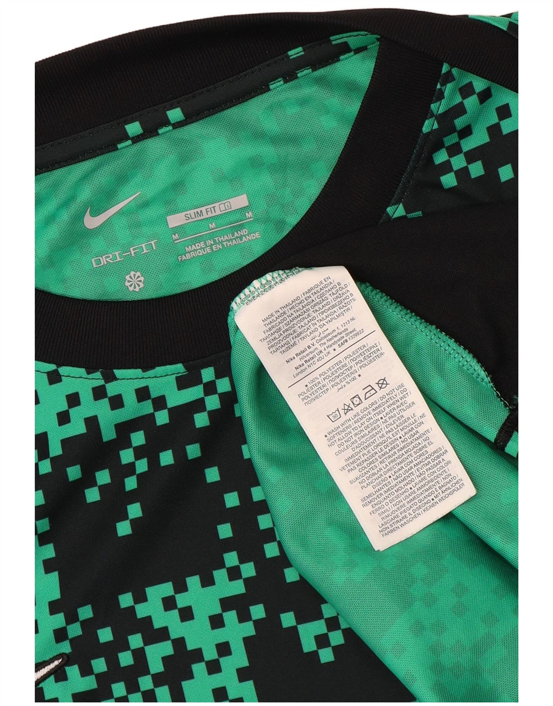 Nike Herre Dri Fit Abstrakt mønster Slim T-Shirt Top Medium Grøn Polyester