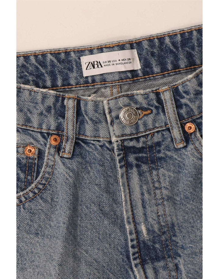 Zara Womens Distressed Denim Shorts EU 36 XS W26 Blå