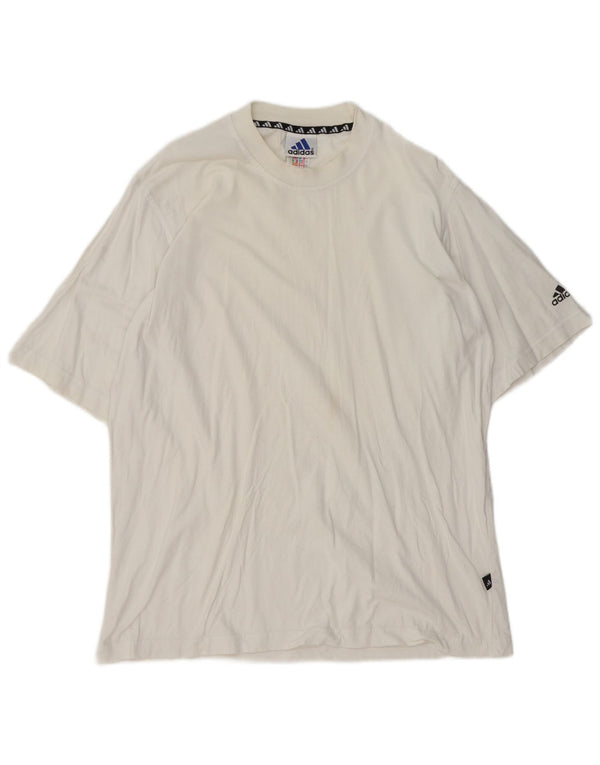Adidas Herre T-Shirt Top UK 40/42 Medium Hvid Bomuld