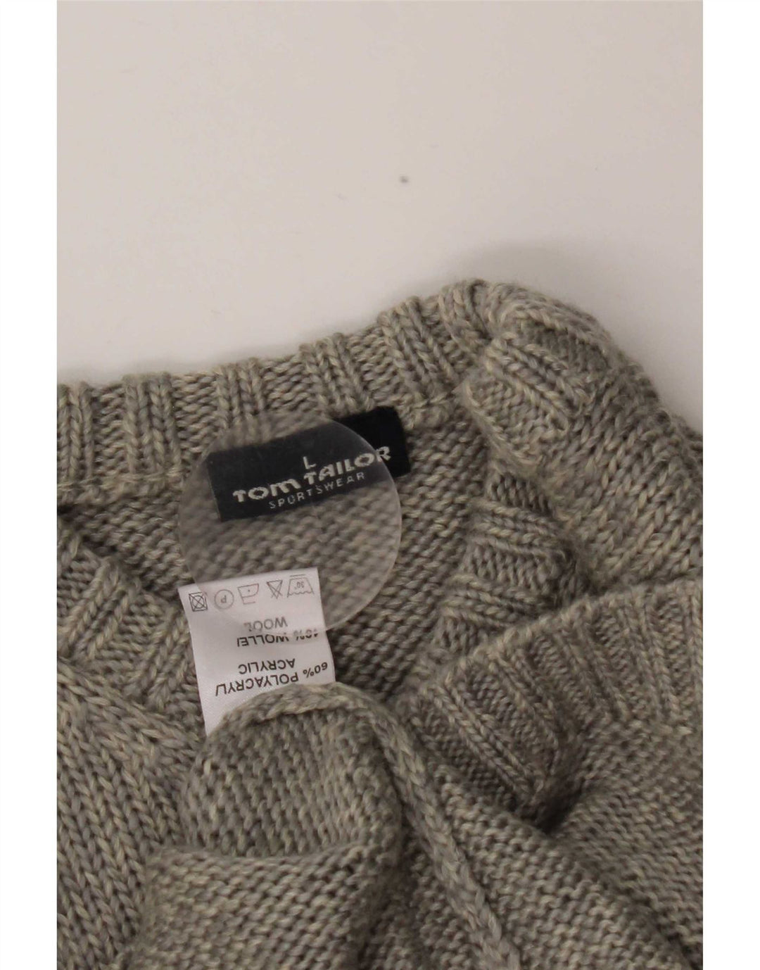 Tom Tailor Dame V-hals sweater UK 16 Stor grå farveblok