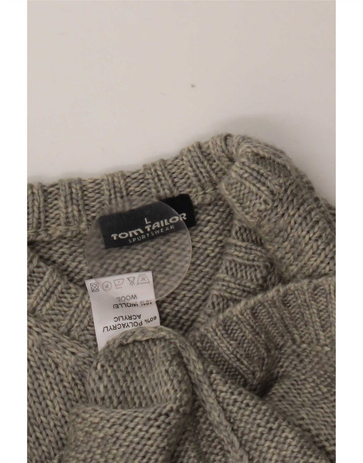Tom Tailor Dame V-hals sweater UK 16 Stor grå farveblok
