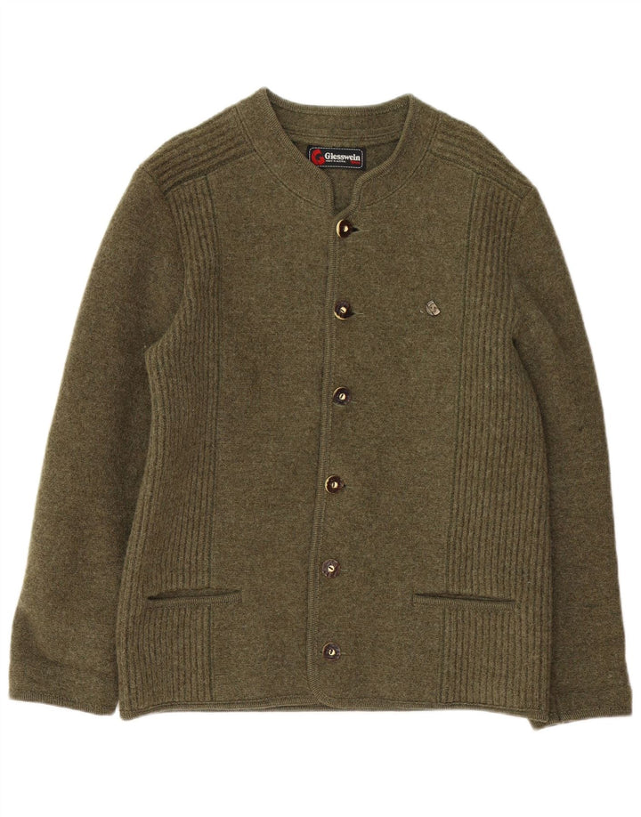Giesswein Herre Cardigan Sweater EU 52 Large Khaki Wool