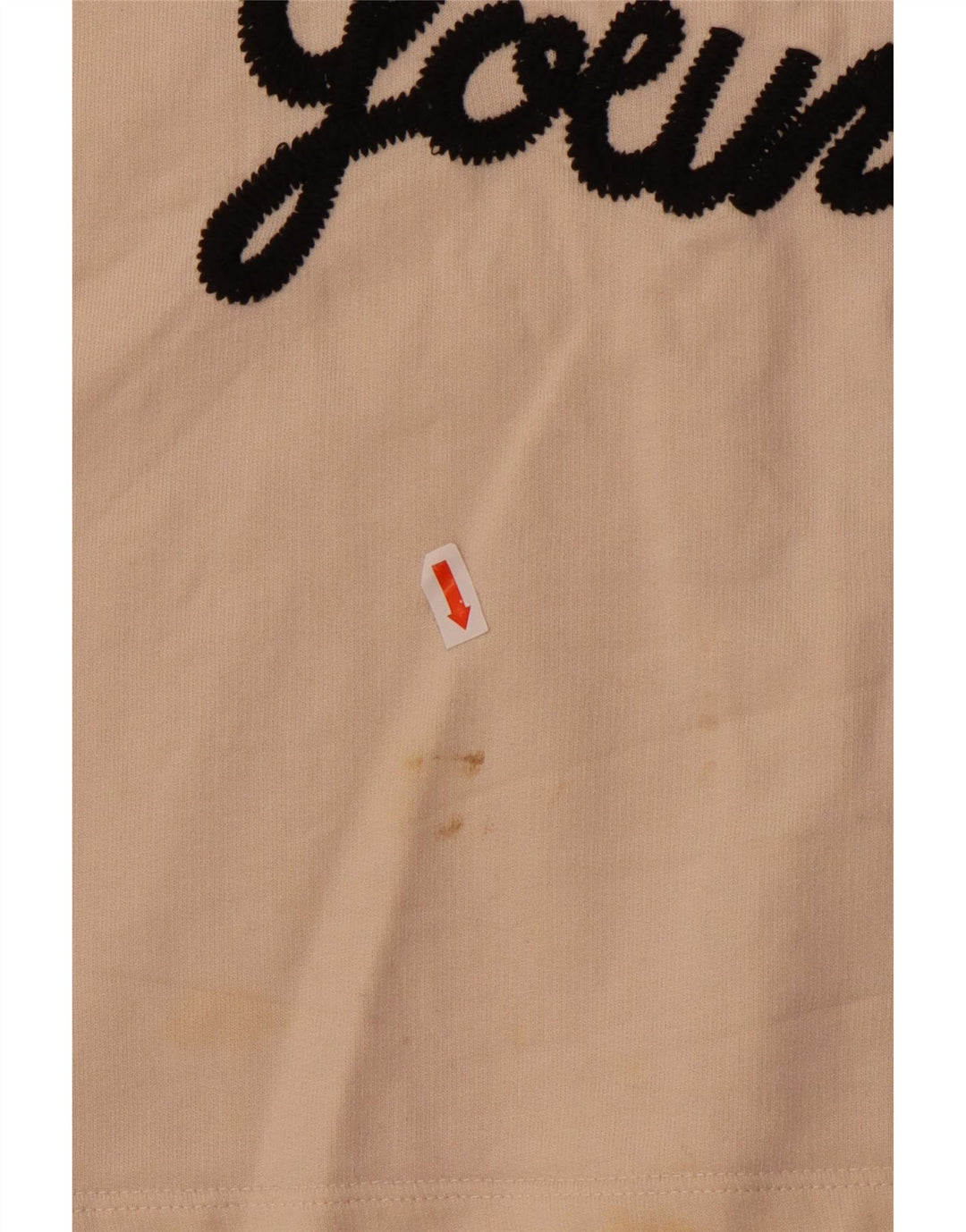 French Connection Dame Crop Grafisk T-Shirt Top UK 14 Medium Beige Bomuld