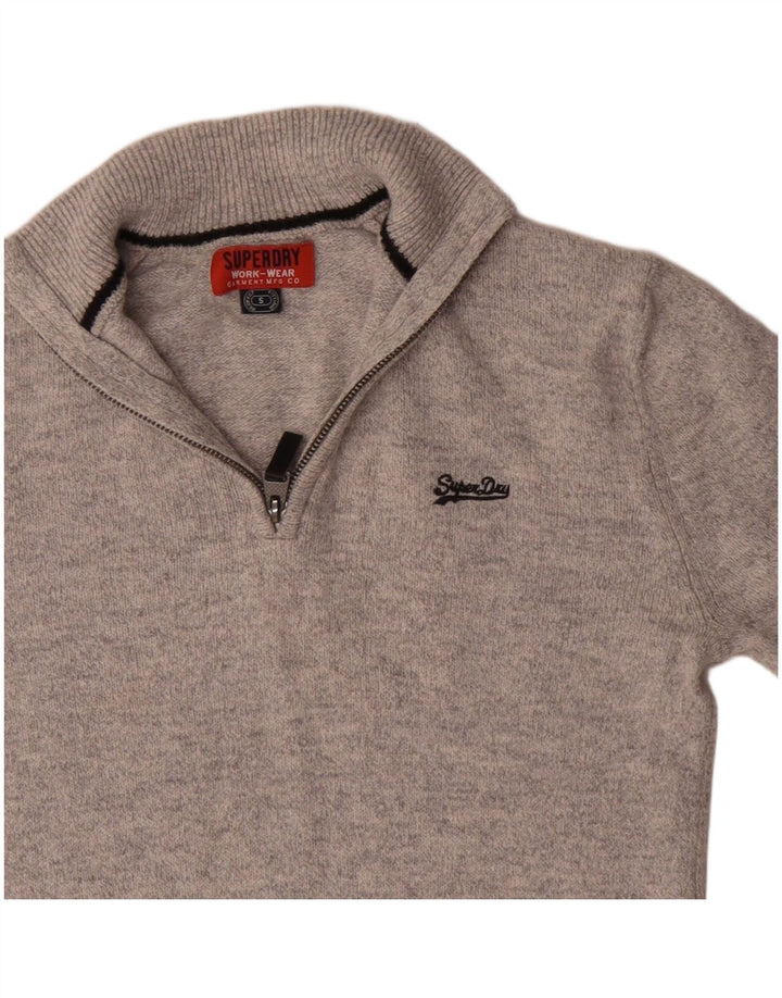 Superdry Sweater med lynlås til mænd, lille grå bomuld