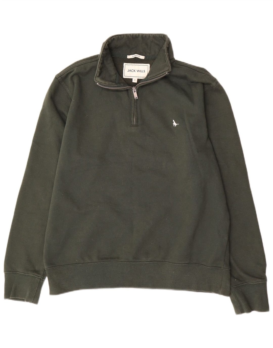 Jack Wills Herre Classic Fit Zip Neck Sweatshirt Jumper Medium Khaki Bomuld