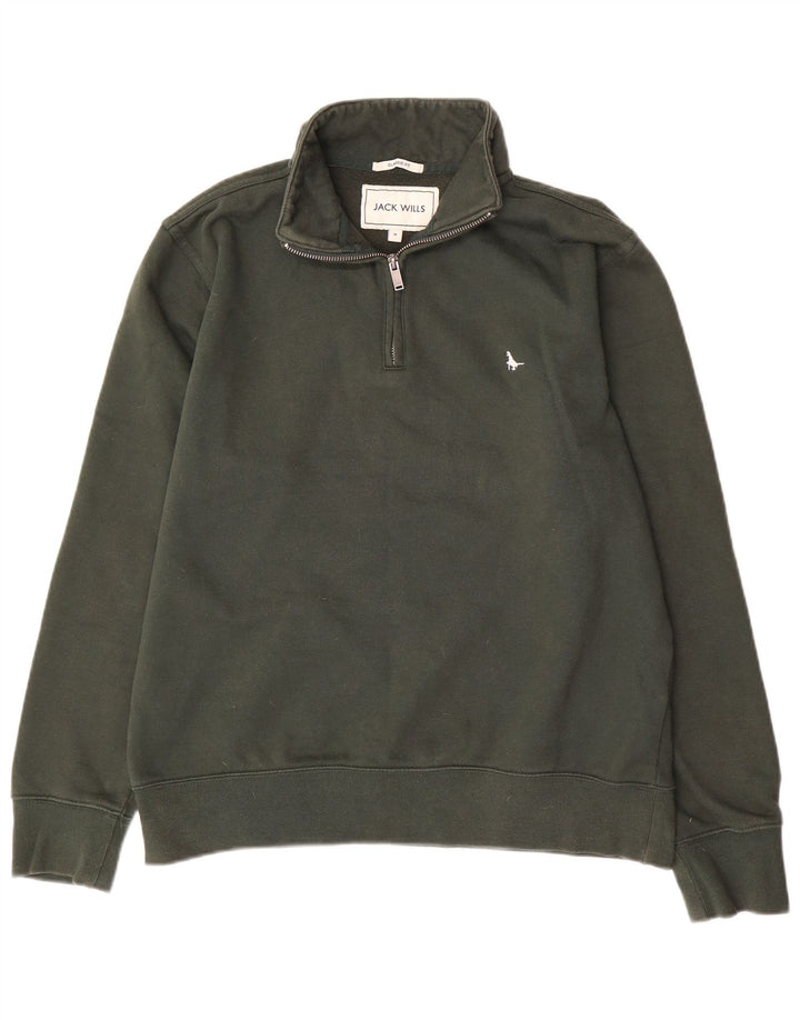 Jack Wills Herre Classic Fit Zip Neck Sweatshirt Jumper Medium Khaki Bomuld