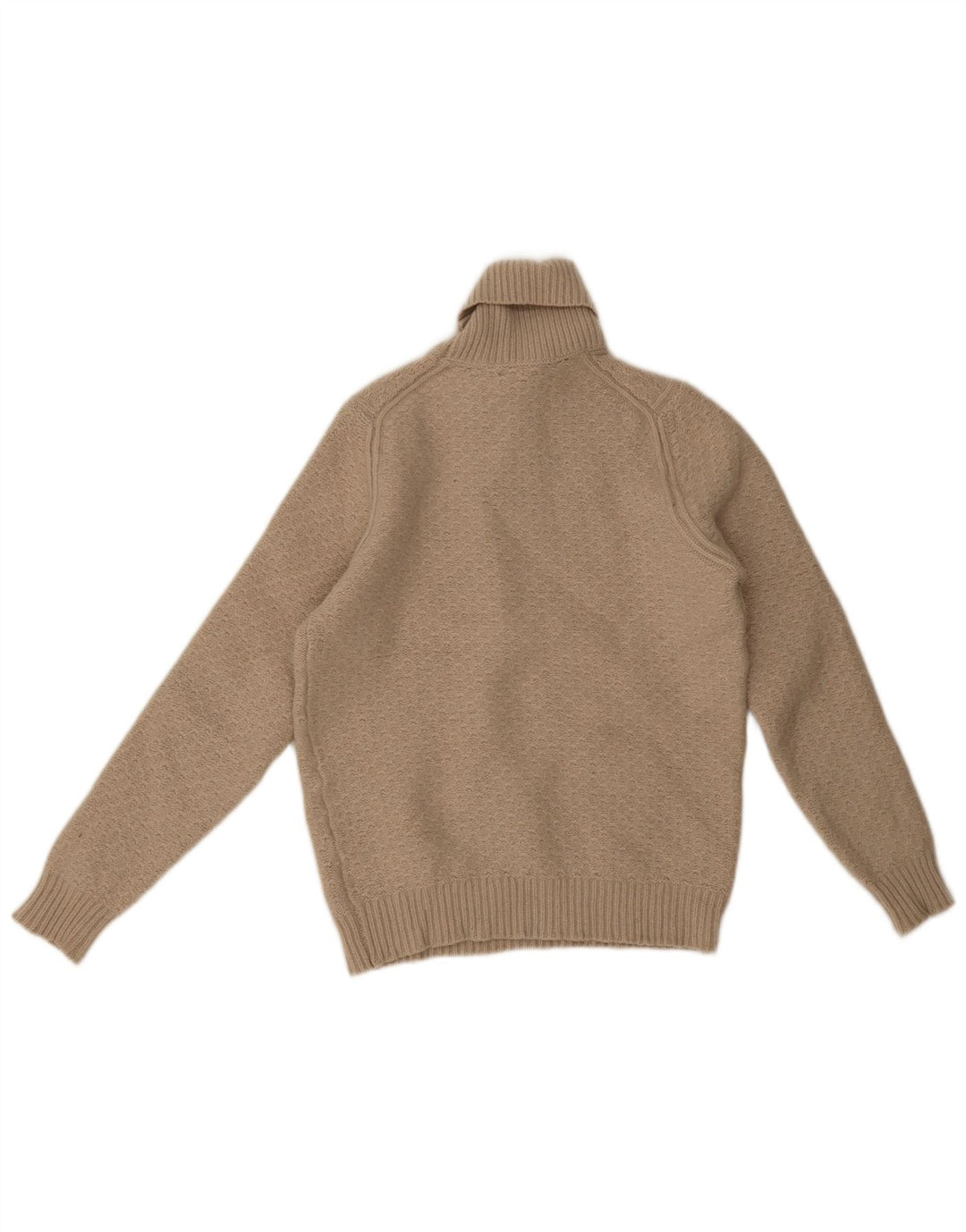 Massimo Dutti Dame Roll Neck Jumper Sweater UK 14 Stor Beige Geometrisk