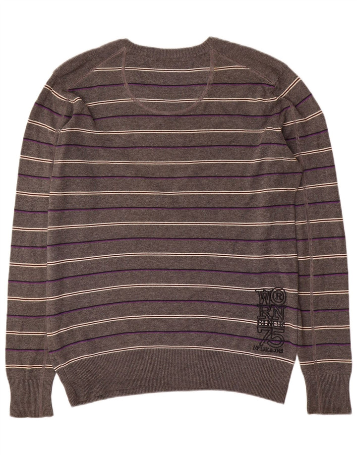 Jack & Jones Herre grafisk V-hals sweater Stor grå stribet