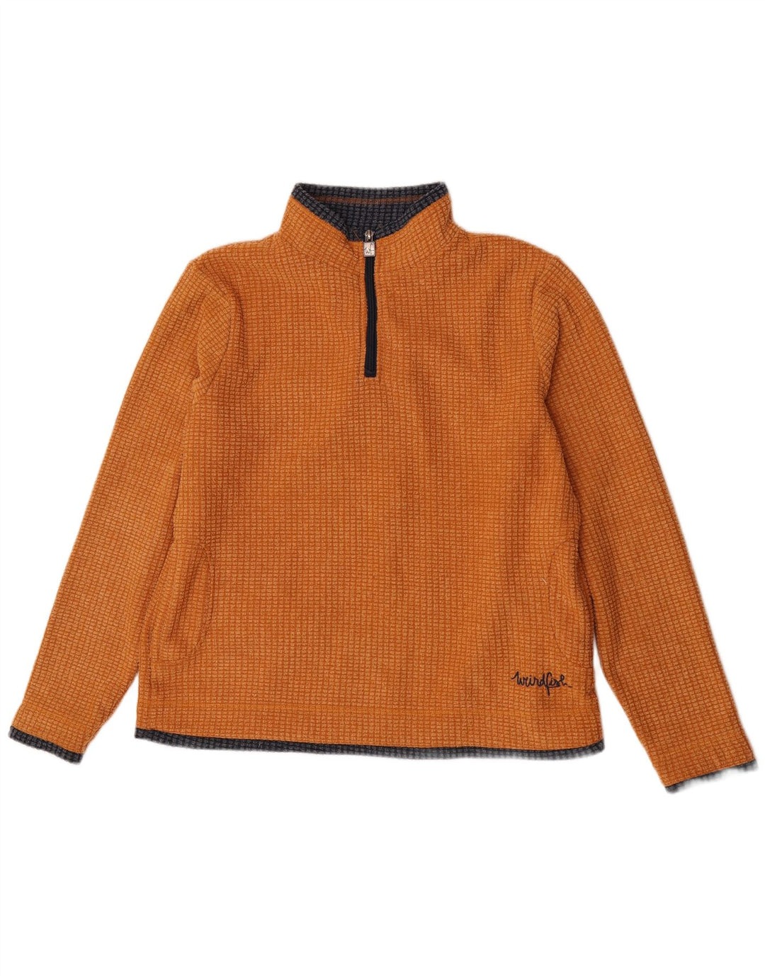 Weird Fish Womens Zip Neck Fleece Jumper UK 16 Large Orange Polyester