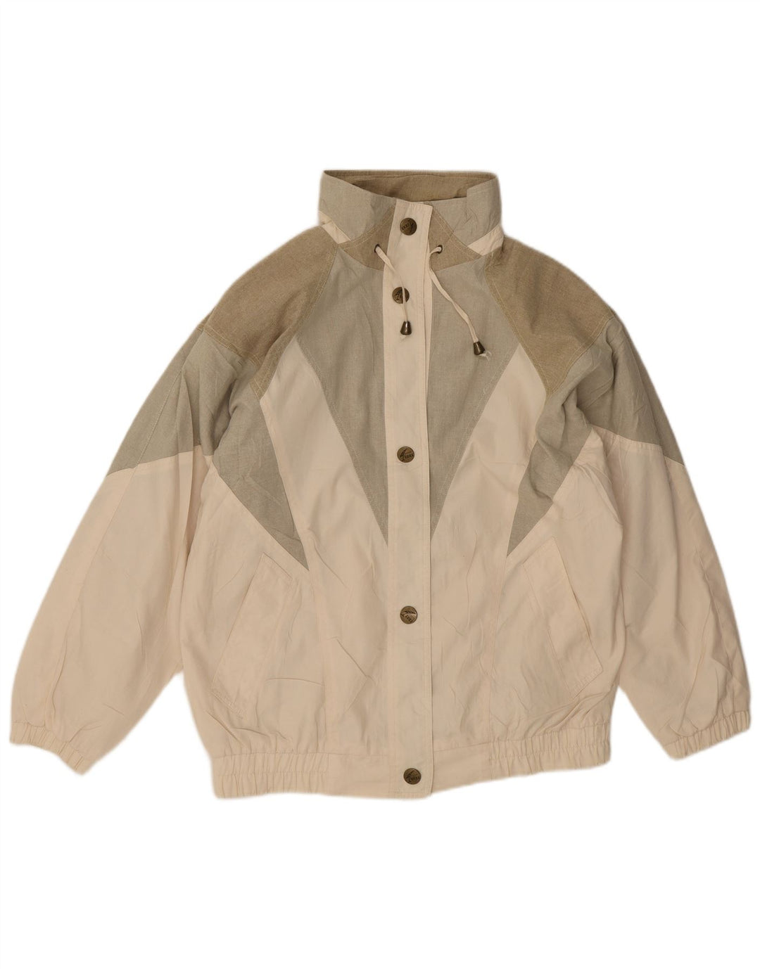 Izzi Womens Oversized Windbreaker Jacket UK 10 Small Beige Colourblock