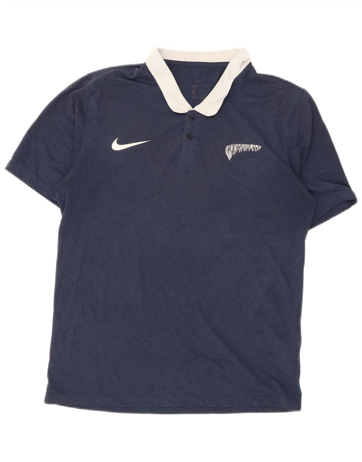 Nike Herre Dri Fit Rugby Polo Shirt Medium Navy Blue Polyester