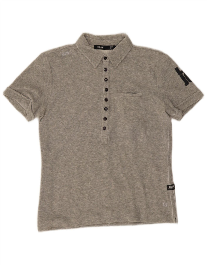 Liu Jo Herre grafisk poloshirt IT 48 Medium Grå Bomuld