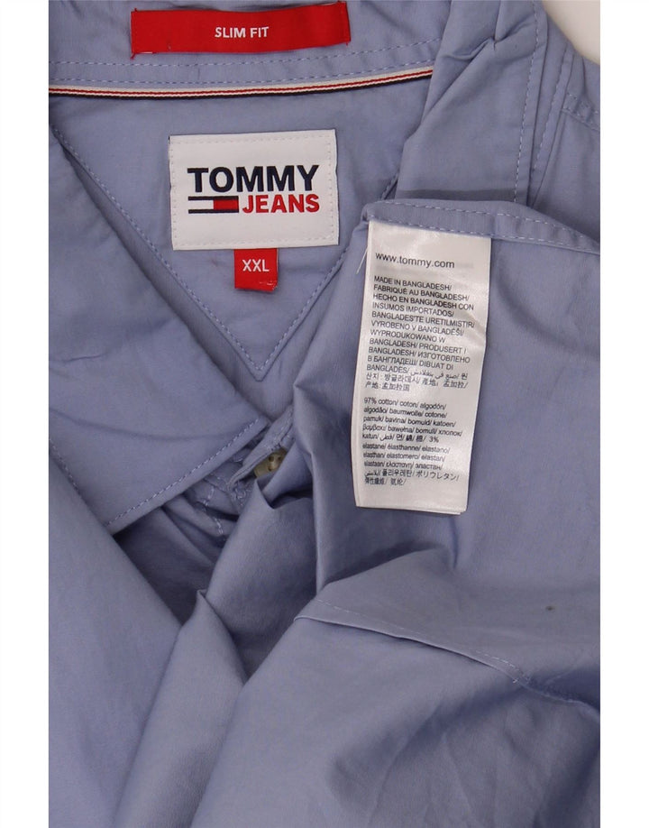 Tommy Jeans Herre Slim Fit skjorte 2XL blå bomuld