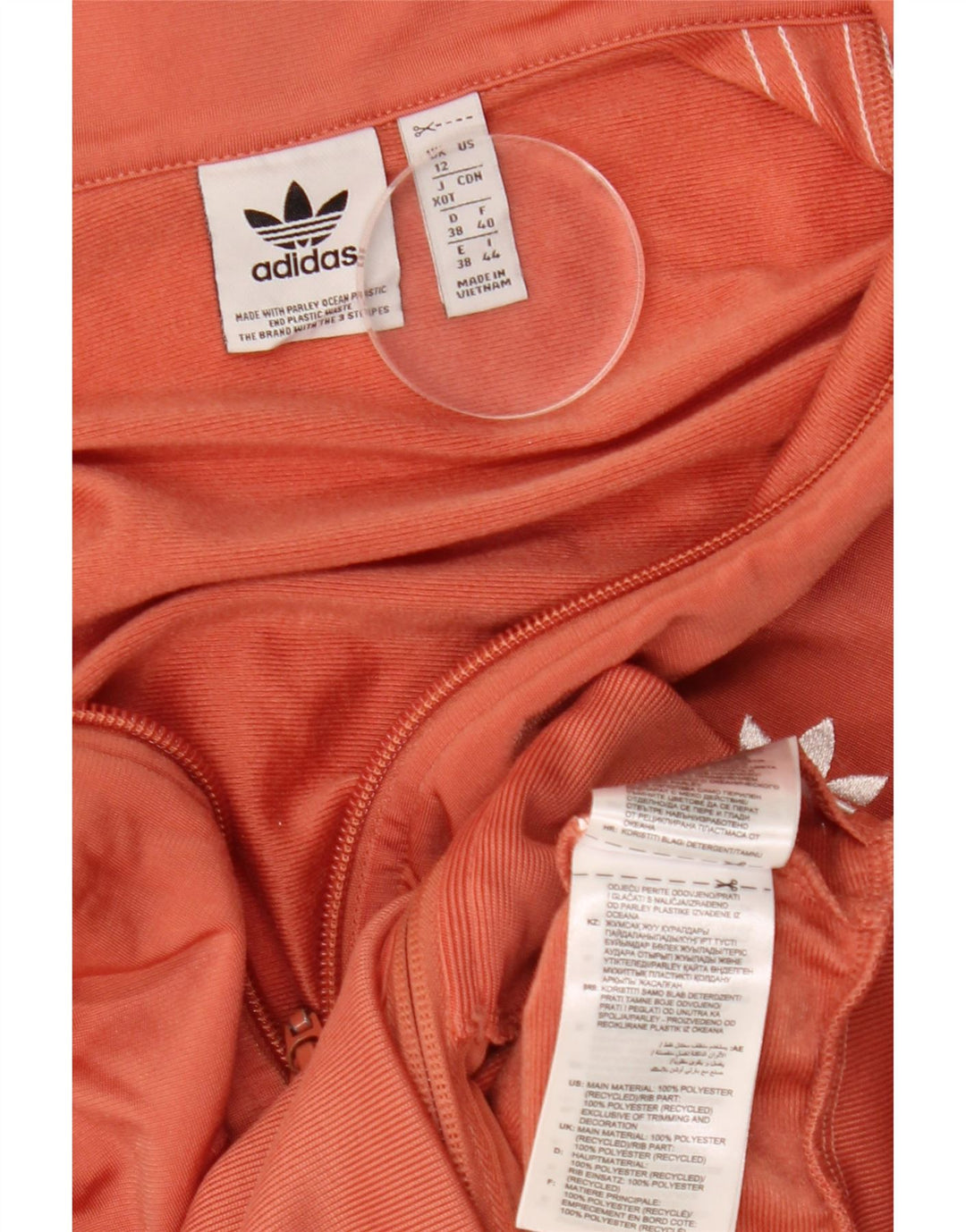 Adidas Womens Crop træningsdragt Topjakke UK 12 Medium Orange Polyester