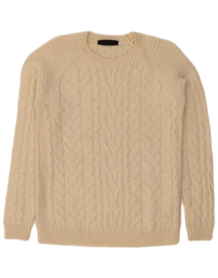 HALLHUBER Dame sweater med rund hals DK 14 Medium Beige Uld