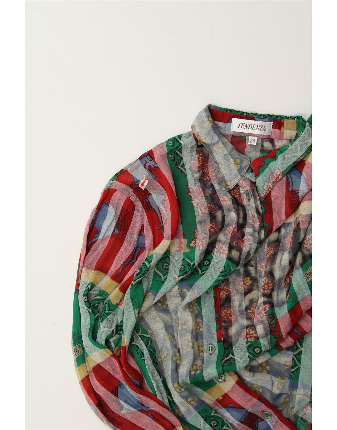 TENDENZA Womens Shirt EU 38 Medium Multicoloured Striped Vintage Tendenza and Second-Hand Tendenza from Messina Hembry 
