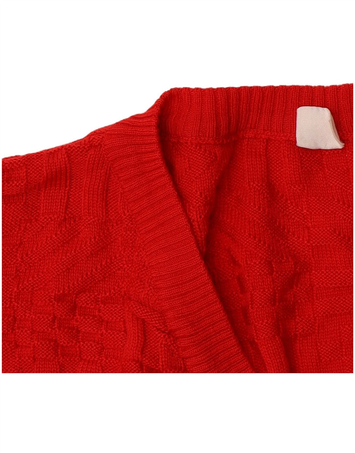 VINTAGE Womens Oversized V-Neck Jumper Sweater UK 20 2XL Red