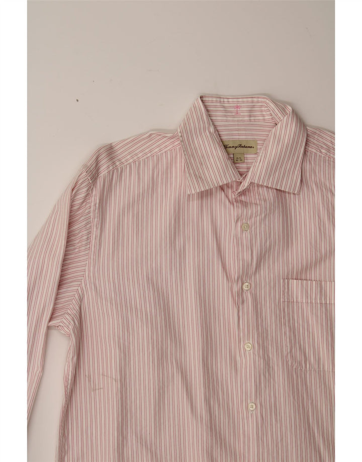 TOMMY BAHAMA Mens Shirt Size 15 1/2 Medium Pink Pinstripe Cotton Vintage Tommy Bahama and Second-Hand Tommy Bahama from Messina Hembry 