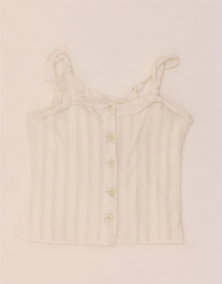 Vintage Dame Crop Cami Top UK 4 XS Hvidstribet