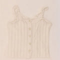 Vintage Dame Crop Cami Top UK 4 XS Hvidstribet