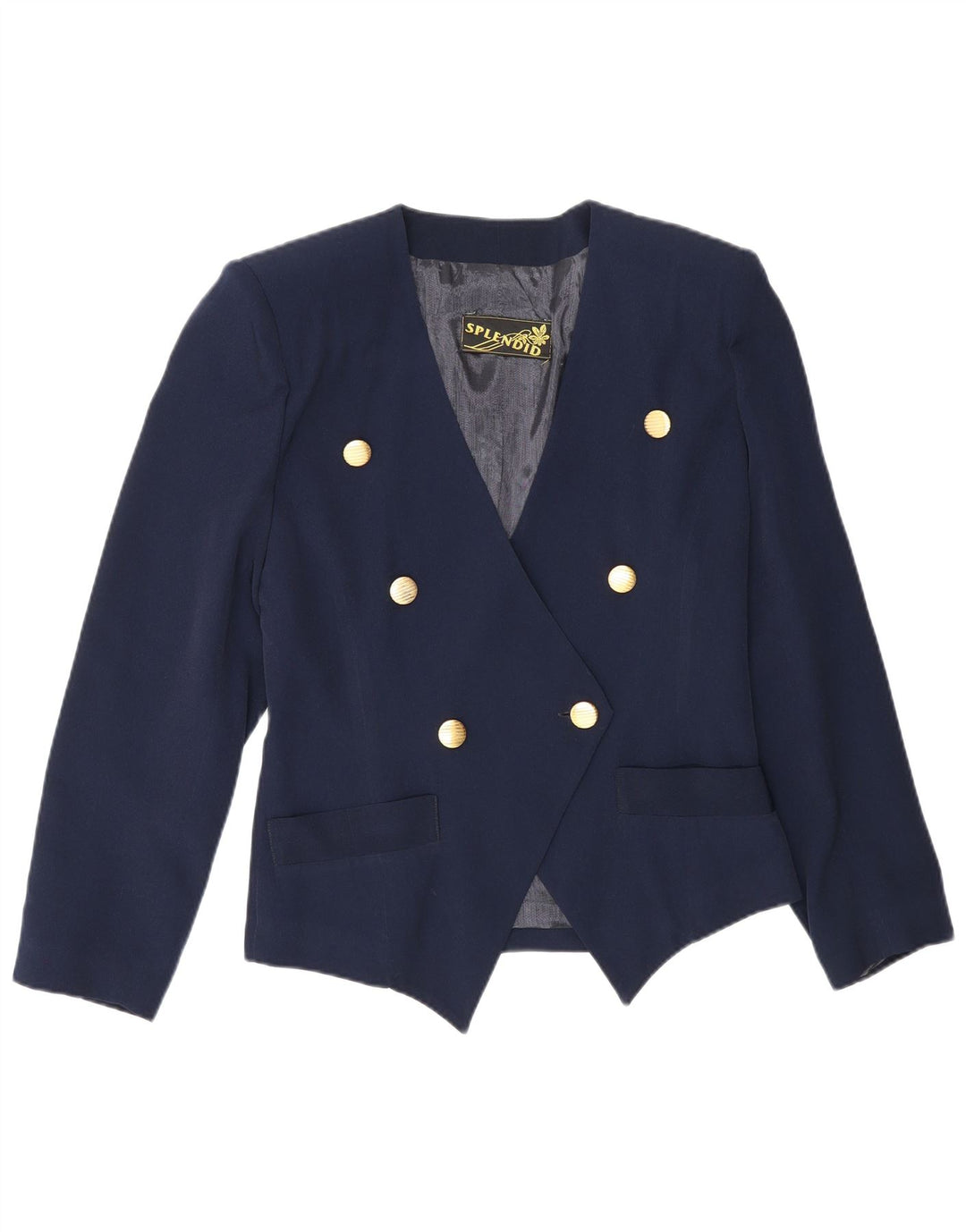 Vintage Dame Dobbeltradet Blazer Jacket IT 44 Medium Navy Blue
