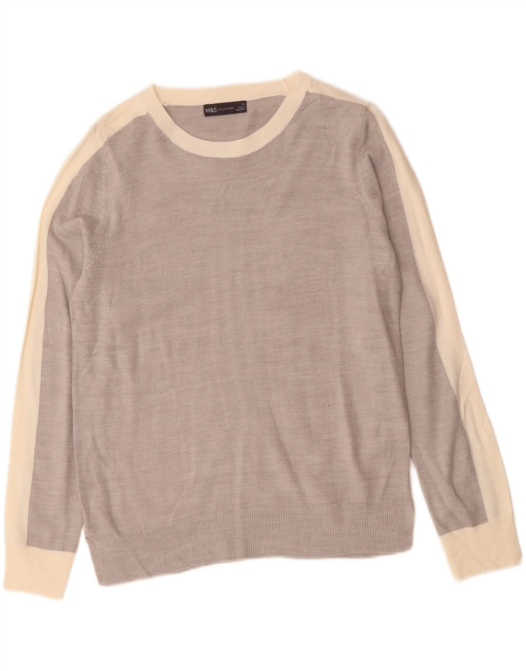 MARKS & SPENCER Dame Boat Neck Sweater UK 12 Medium Grey
