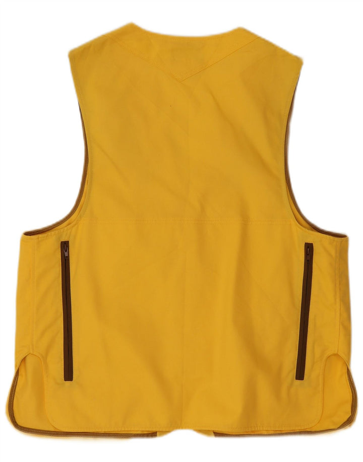 VINTAGE Herre Utility Gilet UK 40 Large Yellow Colourblock Polyester