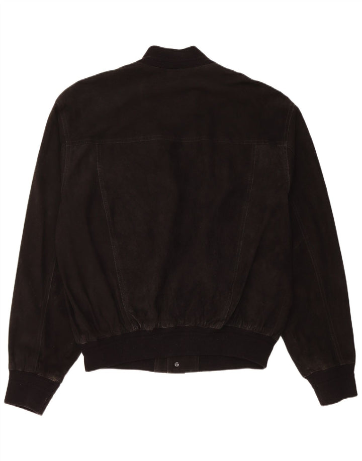 Vintage herre ruskind bomberjakke IT 54 2XL sort læder