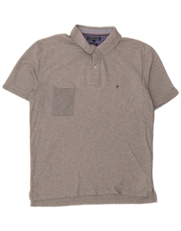 TOMMY HILFIGER Mens Regular Fit Polo Shirt 2XL Grey Cotton