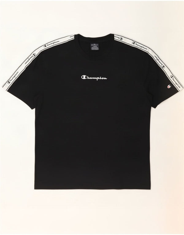 Champion Dame grafisk T-shirt Top UK 16 Large Navy Blue Colourblock