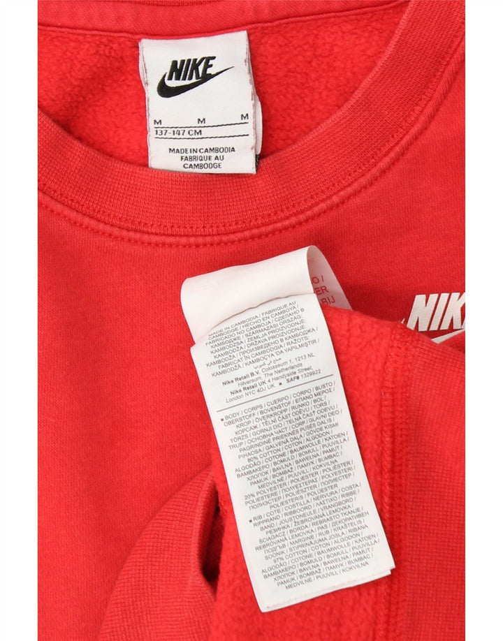 NIKE Boys Swoosh Graphic Sweatshirt Jumper 10-11 Years Medium  Red Cotton
