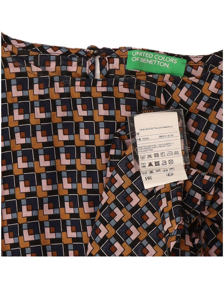 Benetton Damebluse Top UK 14 Medium Flerfarvet Geometrisk Bomuld